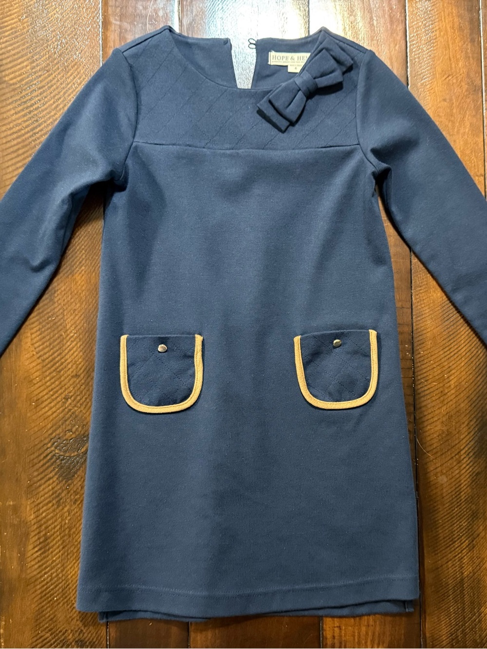 Hope & Henry Navy Bow-Trim Girls' Formal Dress size 6